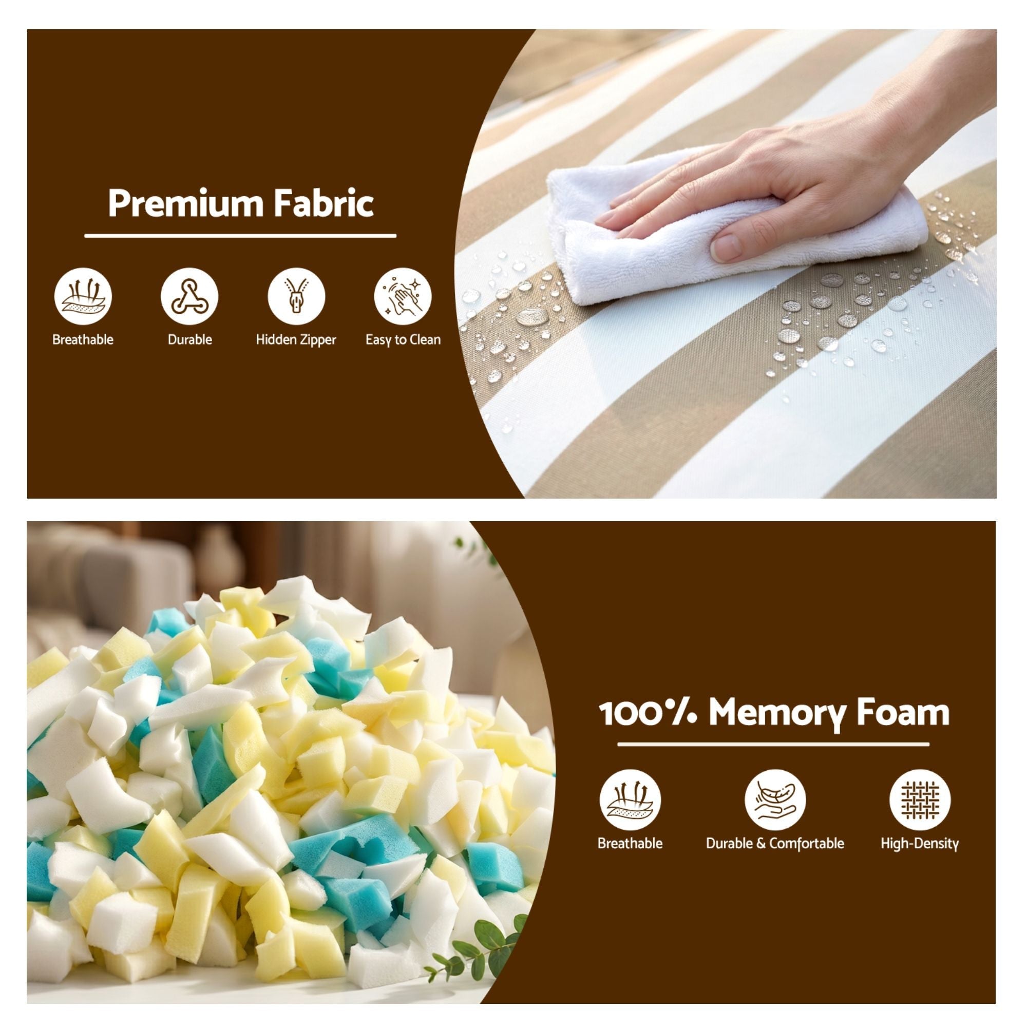 Outdoor Bean Bag Chair with Filler Splash - Proof Beanbag Lounge DIY Stuffed Animal Storage Bean Bag Washable for Patio Poolside Relaxing, Taupe - Furniture > Sofas > Sofa Accessories - Rivercity House & Home Co. (ABN 18 642 972 209) - Affordable Modern Furniture Australia
