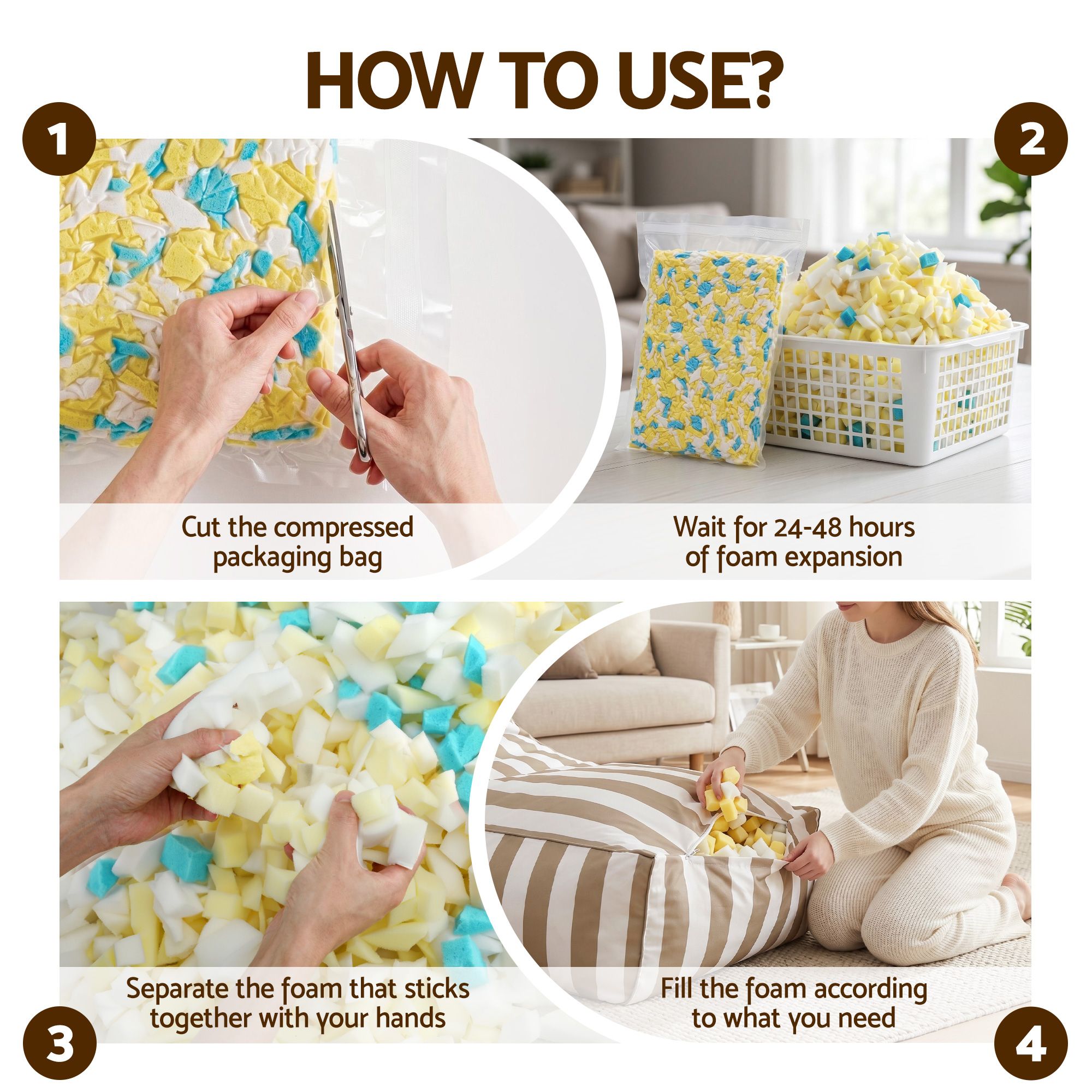 Outdoor Bean Bag Chair with Filler Splash - Proof Beanbag Lounge DIY Stuffed Animal Storage Bean Bag Washable for Patio Poolside Relaxing, Taupe - Furniture > Sofas > Sofa Accessories - Rivercity House & Home Co. (ABN 18 642 972 209) - Affordable Modern Furniture Australia