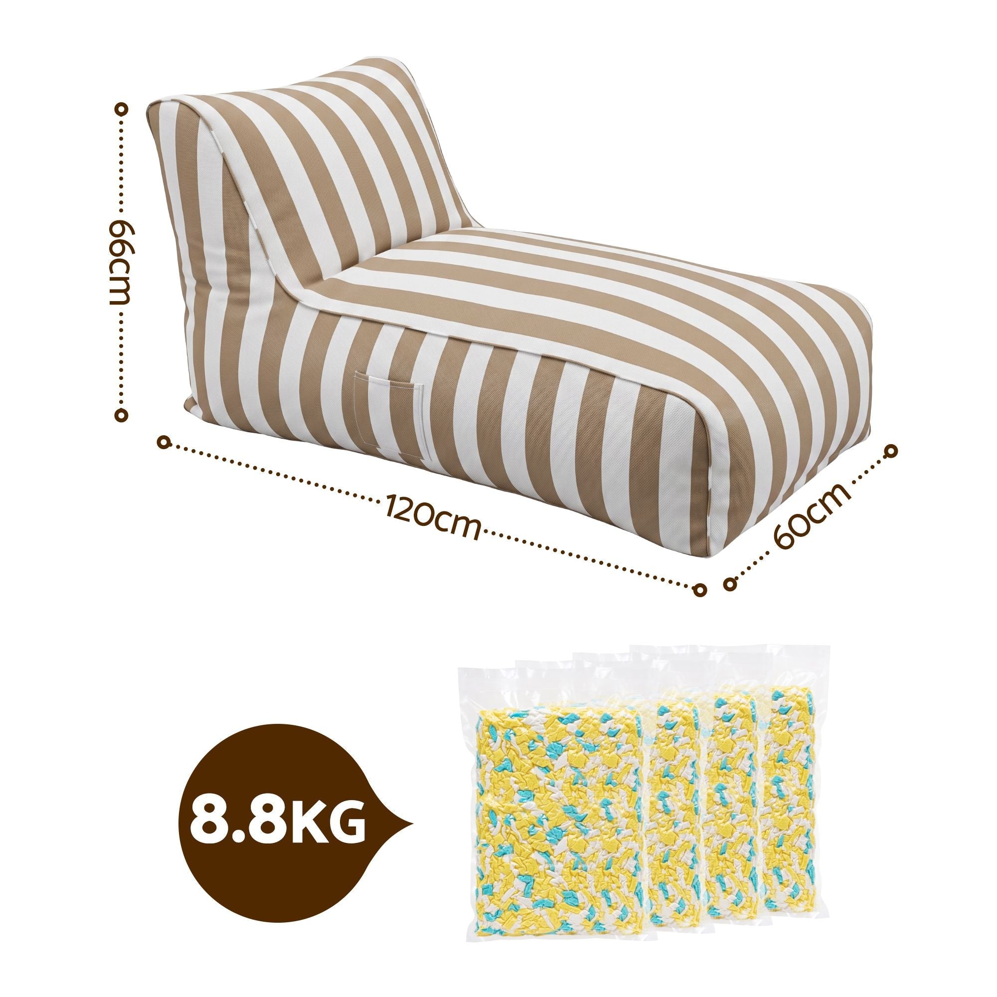 Outdoor Bean Bag Chair with Filler Splash - Proof Beanbag Lounge DIY Stuffed Animal Storage Bean Bag Washable for Patio Poolside Relaxing, Taupe - Furniture > Sofas > Sofa Accessories - Rivercity House & Home Co. (ABN 18 642 972 209) - Affordable Modern Furniture Australia