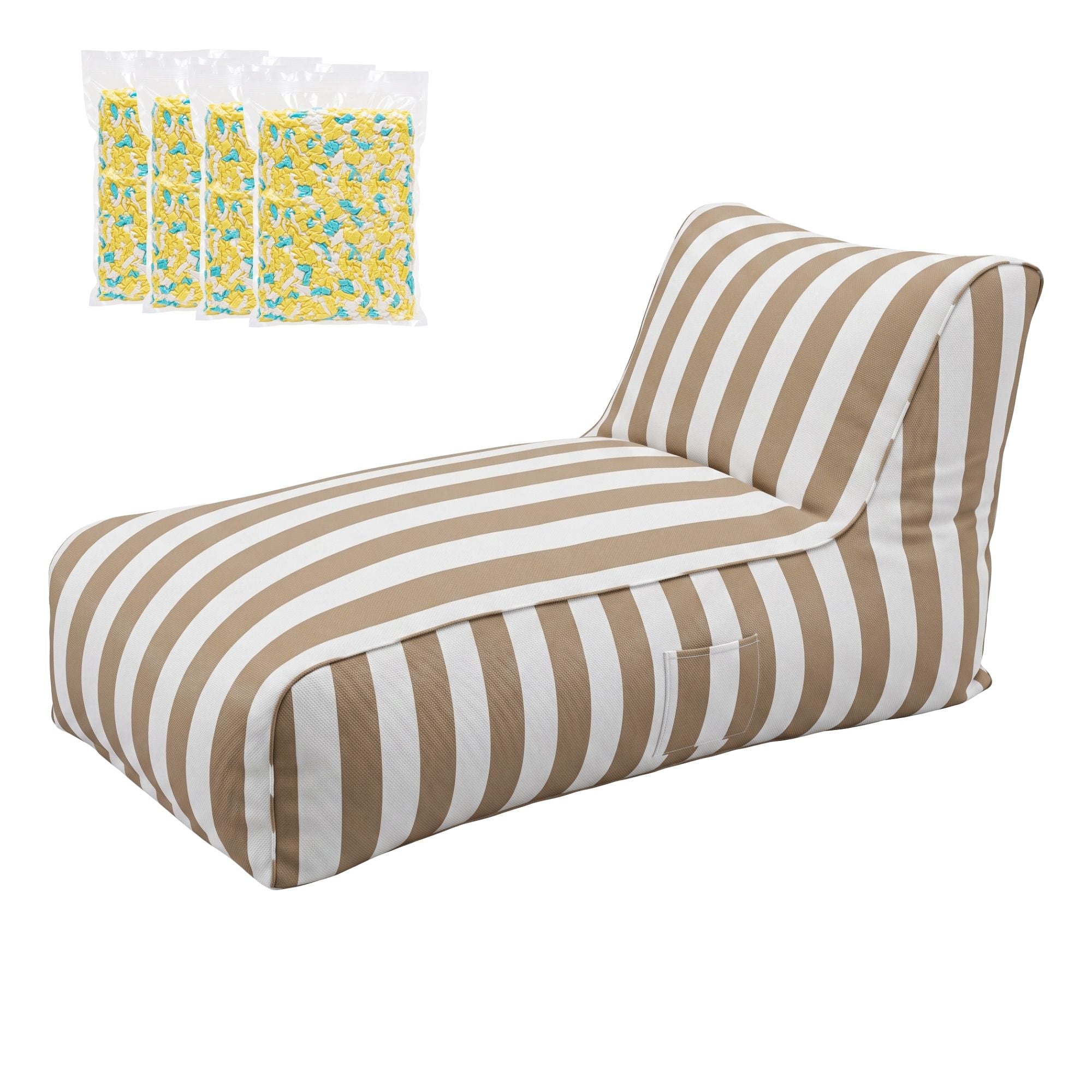 Outdoor Bean Bag Chair with Filler Splash - Proof Beanbag Lounge DIY Stuffed Animal Storage Bean Bag Washable for Patio Poolside Relaxing, Taupe - Furniture > Sofas > Sofa Accessories - Rivercity House & Home Co. (ABN 18 642 972 209) - Affordable Modern Furniture Australia