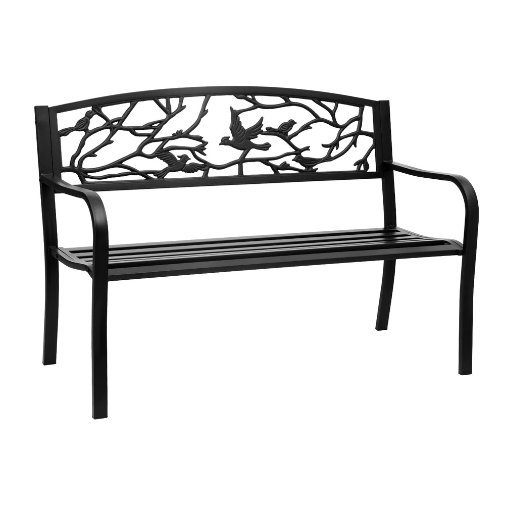 Outdoor Bench Seat Garden Steel Outdoor Furniture 3 Seater Park Black - Furniture > Outdoor > Outdoor Benches - Rivercity House & Home Co. (ABN 18 642 972 209) - Affordable Modern Furniture Australia