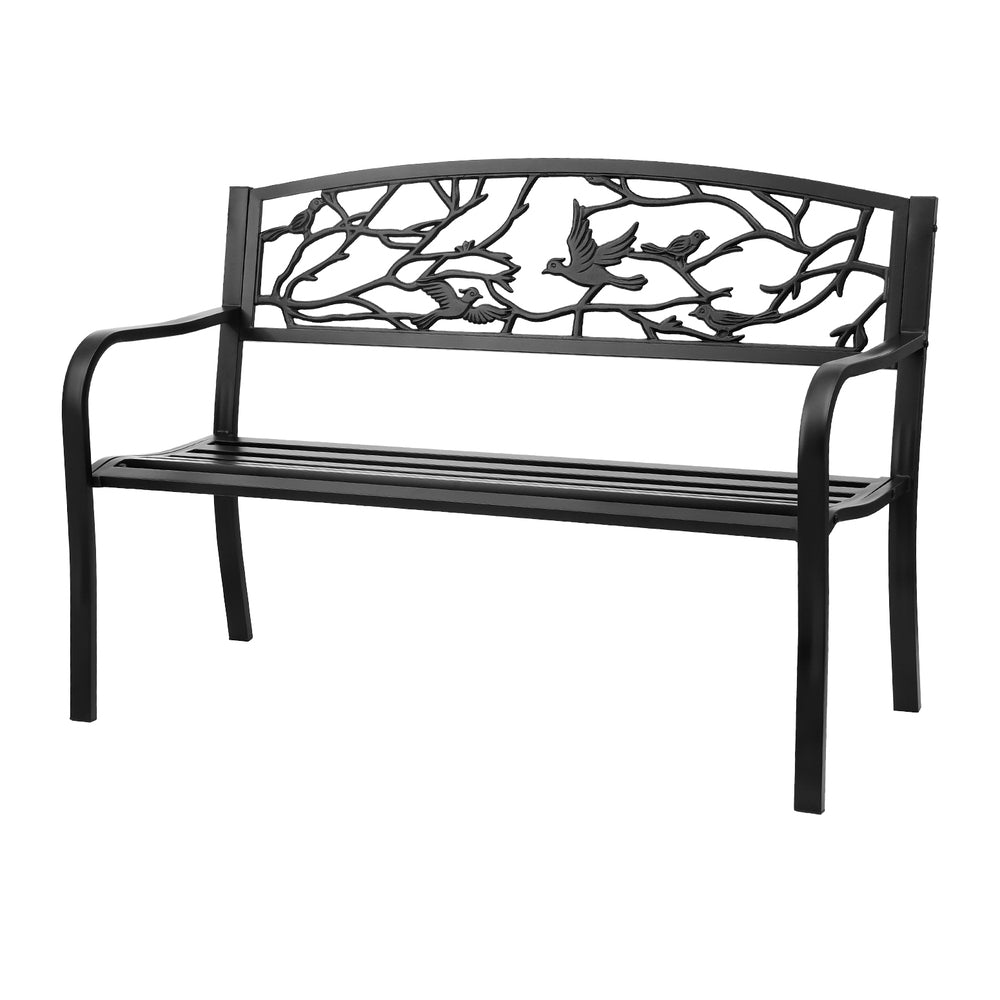 Outdoor Bench Seat Garden Steel Outdoor Furniture 3 Seater Park Black - Furniture > Outdoor > Outdoor Benches - Rivercity House & Home Co. (ABN 18 642 972 209) - Affordable Modern Furniture Australia