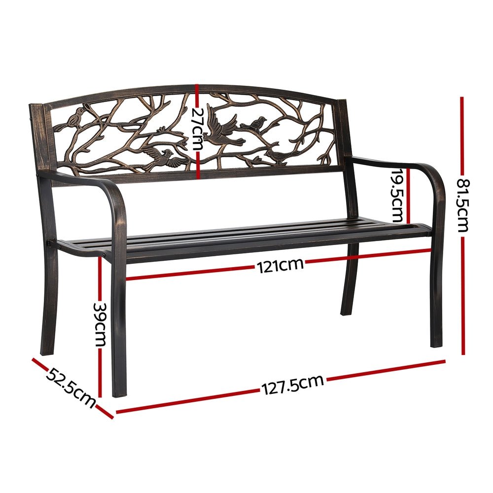 Outdoor Bench Seat Garden Steel Outdoor Furniture 3 Seater Park Bronze - Furniture > Outdoor > Outdoor Benches - Rivercity House & Home Co. (ABN 18 642 972 209) - Affordable Modern Furniture Australia