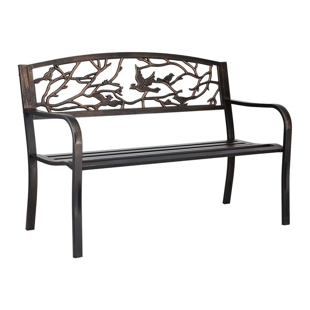 Outdoor Bench Seat Garden Steel Outdoor Furniture 3 Seater Park Bronze - Furniture > Outdoor > Outdoor Benches - Rivercity House & Home Co. (ABN 18 642 972 209) - Affordable Modern Furniture Australia