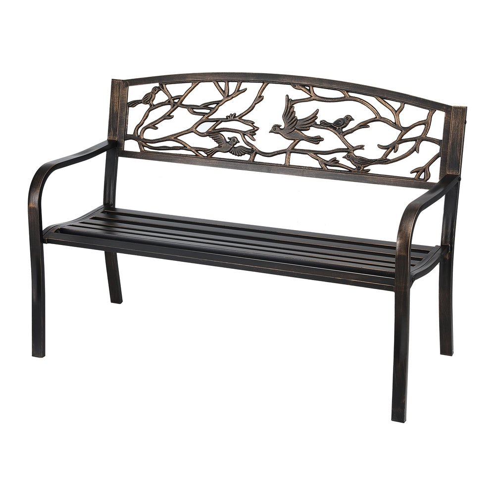 Outdoor Bench Seat Garden Steel Outdoor Furniture 3 Seater Park Bronze - Furniture > Outdoor > Outdoor Benches - Rivercity House & Home Co. (ABN 18 642 972 209) - Affordable Modern Furniture Australia