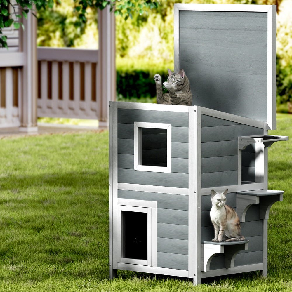 Outdoor Cat House Shelter 56cm x 52cm x 82cm Rabbit Hutch Wooden Condo Small Outdoor Cat House - Pet Care > Coops & Hutches > Small Animal Habitats & Cages - Rivercity House & Home Co. (ABN 18 642 972 209) - Affordable Modern Furniture Australia
