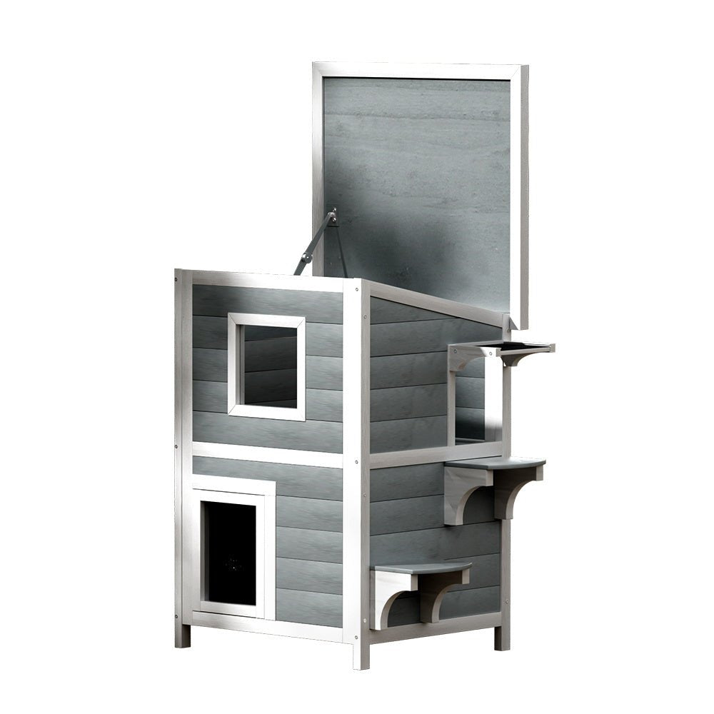 Outdoor Cat House Shelter 56cm x 52cm x 82cm Rabbit Hutch Wooden Condo Small Outdoor Cat House - Pet Care > Coops & Hutches > Small Animal Habitats & Cages - Rivercity House & Home Co. (ABN 18 642 972 209) - Affordable Modern Furniture Australia