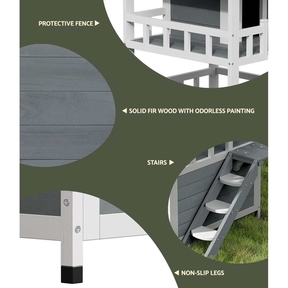 Outdoor Cat House Shelter 72cm x 72cm x 127cm Rabbit Hutch Wooden Condo Small Outdoor Cat House - Pet Care > Coops & Hutches > Small Animal Habitats & Cages - Rivercity House & Home Co. (ABN 18 642 972 209) - Affordable Modern Furniture Australia