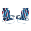 Lightweight Outdoor Beach Chair with Backpack Cooler and Storage - Blue
