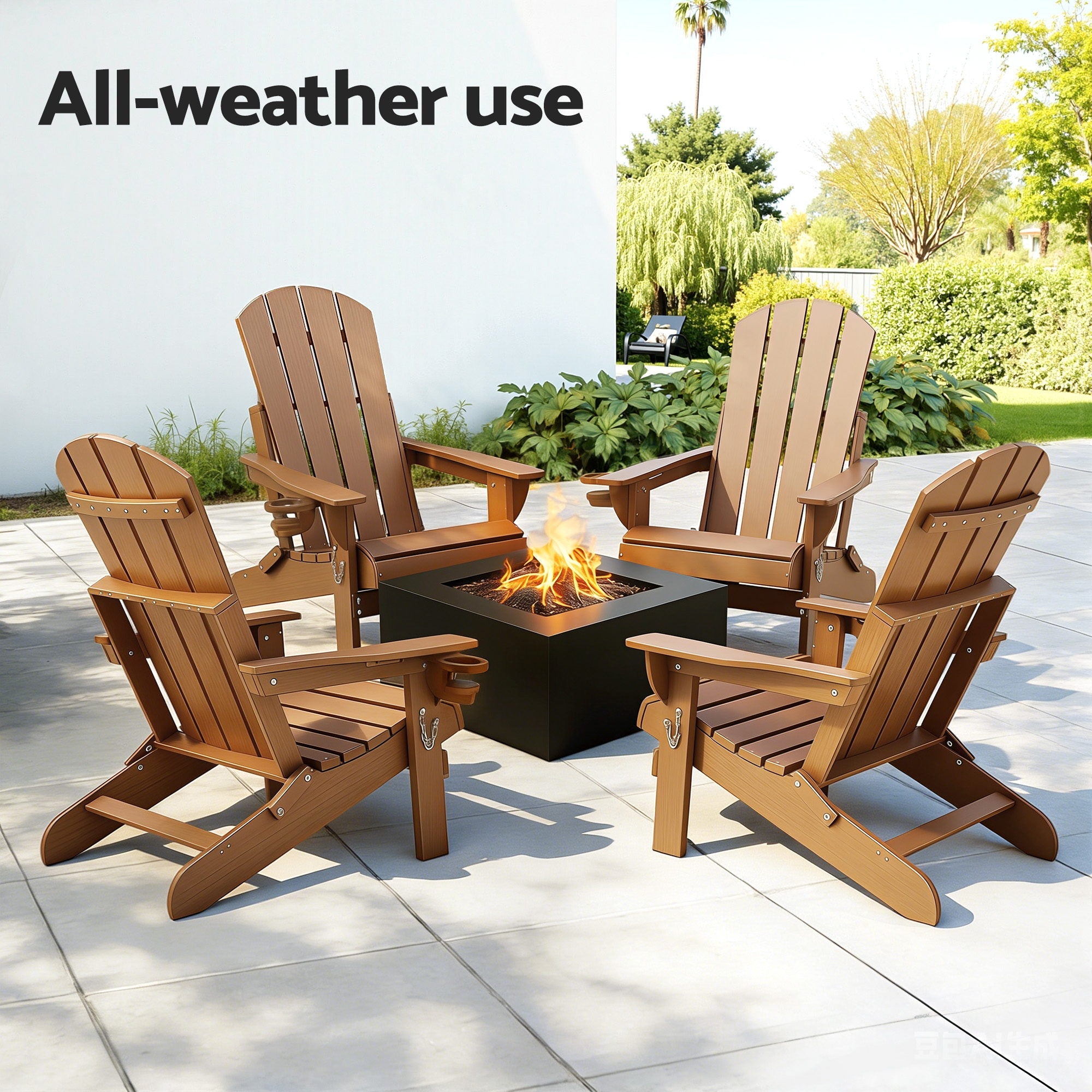 Outdoor Chairs Folding Adirondack Beach Chair HDPE Sun Lounge Patio Furniture Garden Brown - Furniture > Outdoor > Outdoor Chairs - Rivercity House & Home Co. (ABN 18 642 972 209) - Affordable Modern Furniture Australia