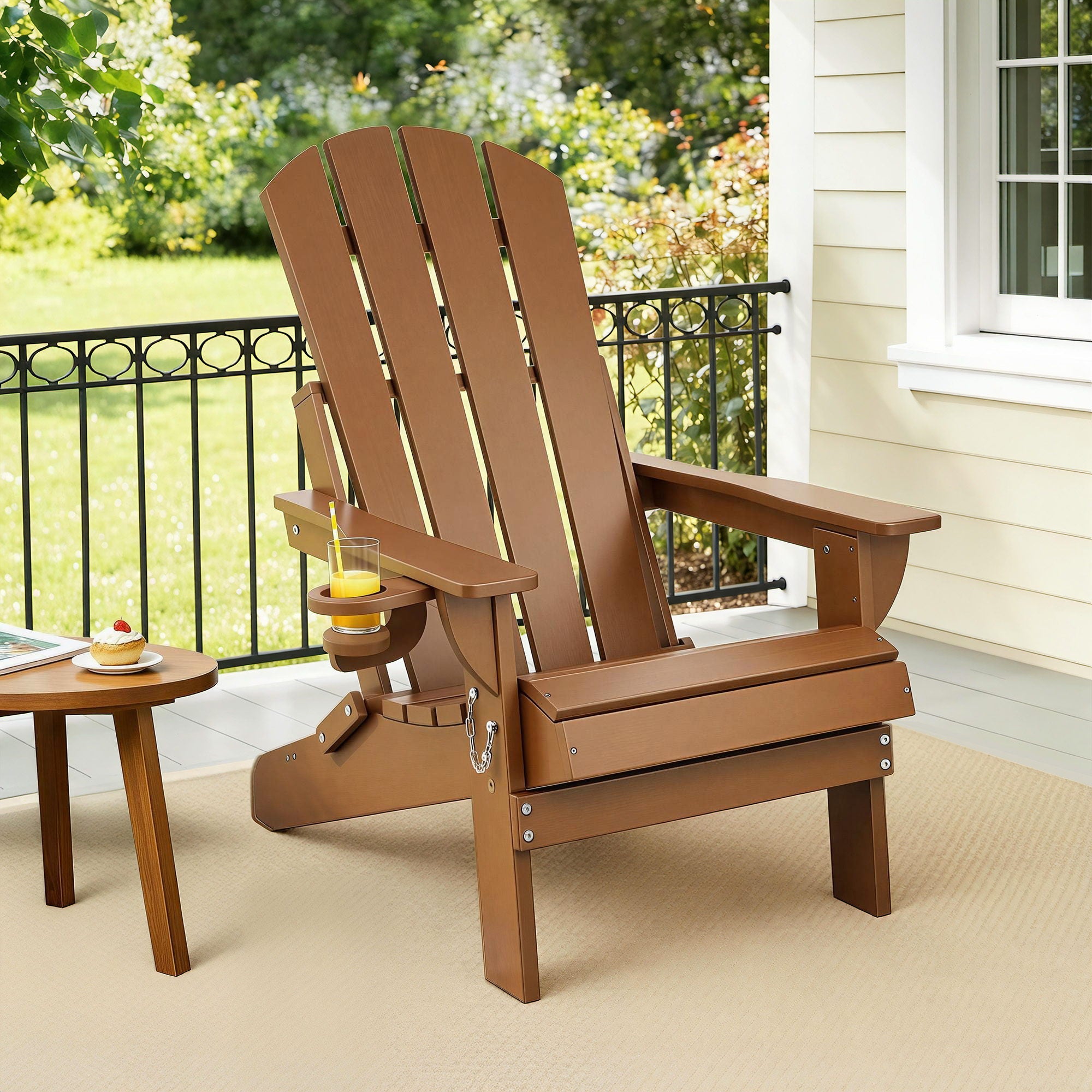 Outdoor Chairs Folding Adirondack Beach Chair HDPE Sun Lounge Patio Furniture Garden Brown - Furniture > Outdoor > Outdoor Chairs - Rivercity House & Home Co. (ABN 18 642 972 209) - Affordable Modern Furniture Australia