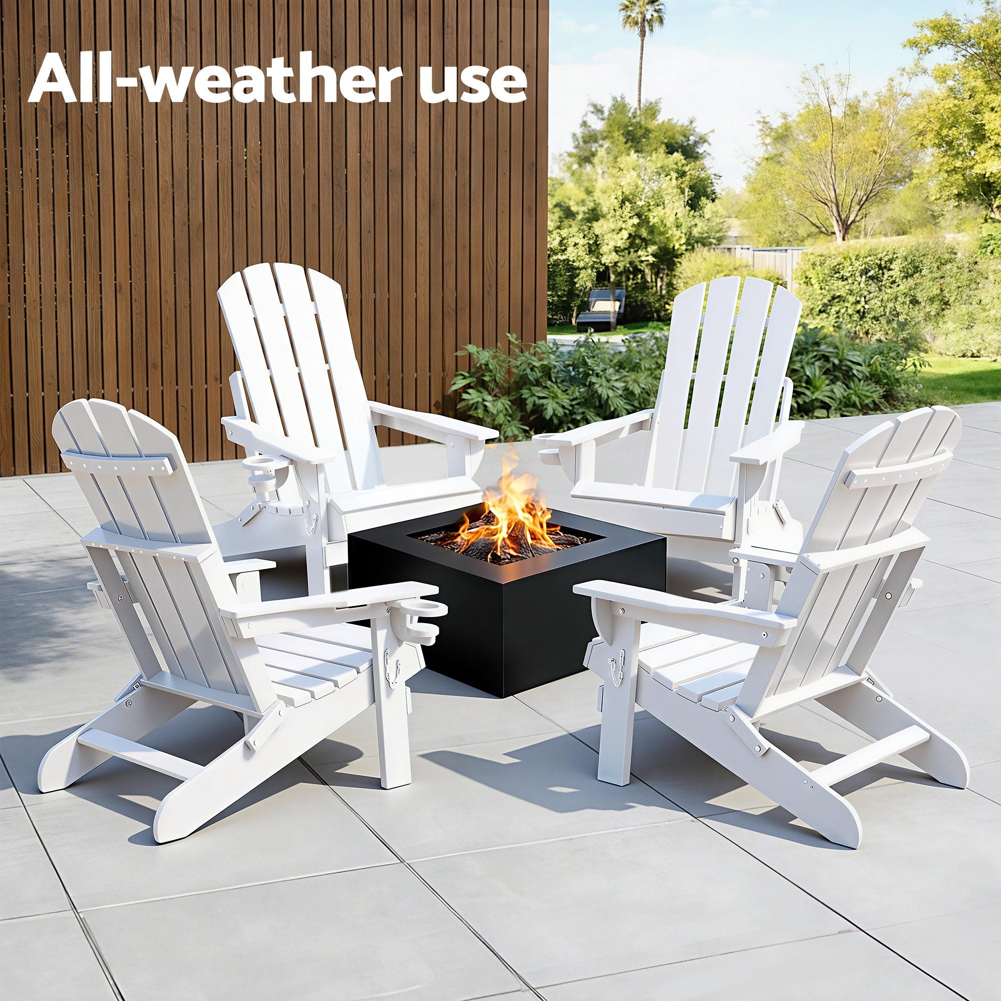 Outdoor Chairs Folding Adirondack Beach Chair HDPE Sun Lounge Patio Furniture Garden White - Furniture > Outdoor > Outdoor Chairs - Rivercity House & Home Co. (ABN 18 642 972 209) - Affordable Modern Furniture Australia