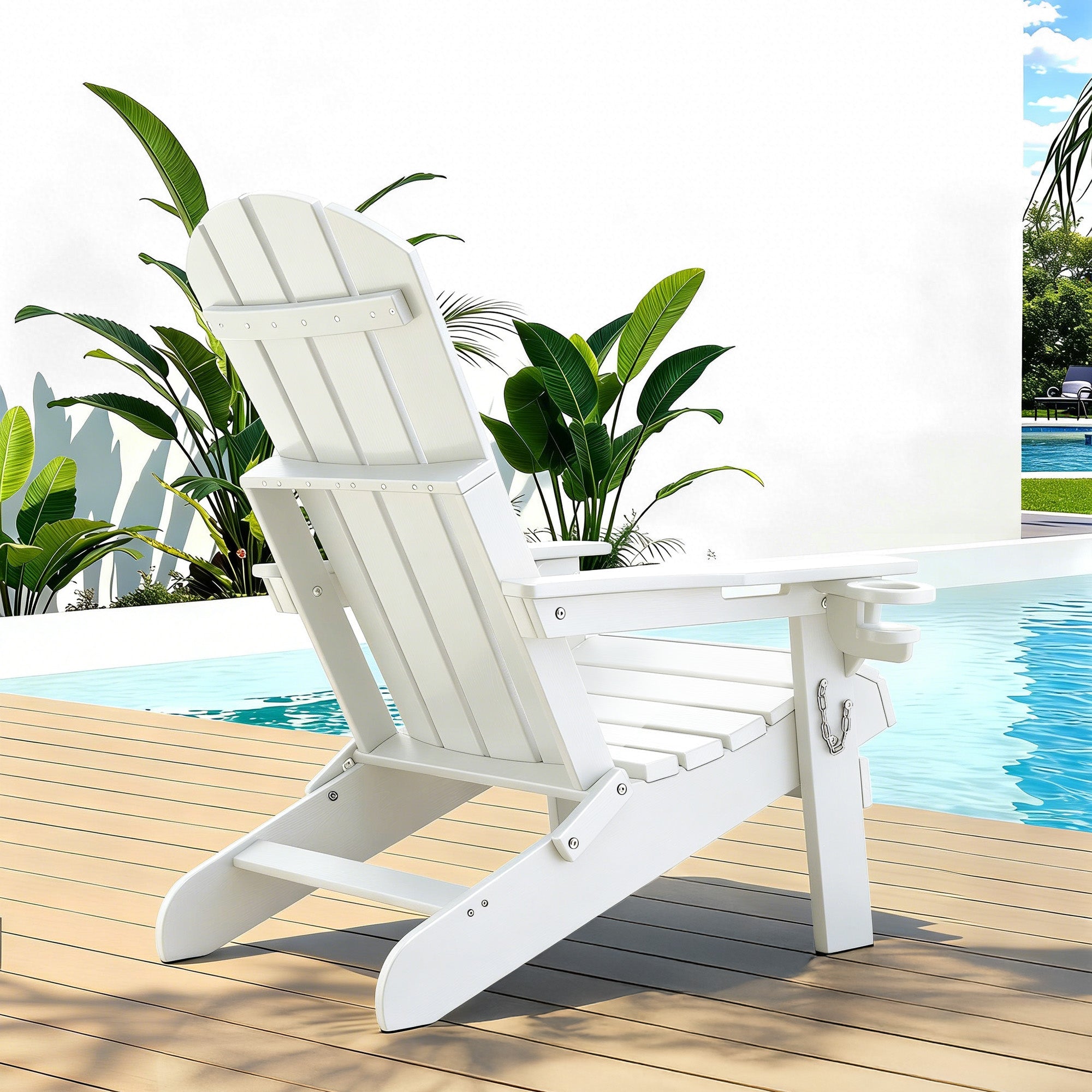 Outdoor Chairs Folding Adirondack Beach Chair HDPE Sun Lounge Patio Furniture Garden White - Furniture > Outdoor > Outdoor Chairs - Rivercity House & Home Co. (ABN 18 642 972 209) - Affordable Modern Furniture Australia