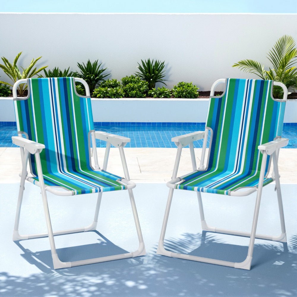 Outdoor Chairs Folding Camping Chair Steel Portable Patio Furniture - Furniture > Outdoor > Outdoor Chairs - Rivercity House & Home Co. (ABN 18 642 972 209) - Affordable Modern Furniture Australia