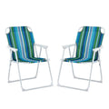 Folding Outdoor Camping Chair Steel Frame Portable Patio Furniture - Blue and White