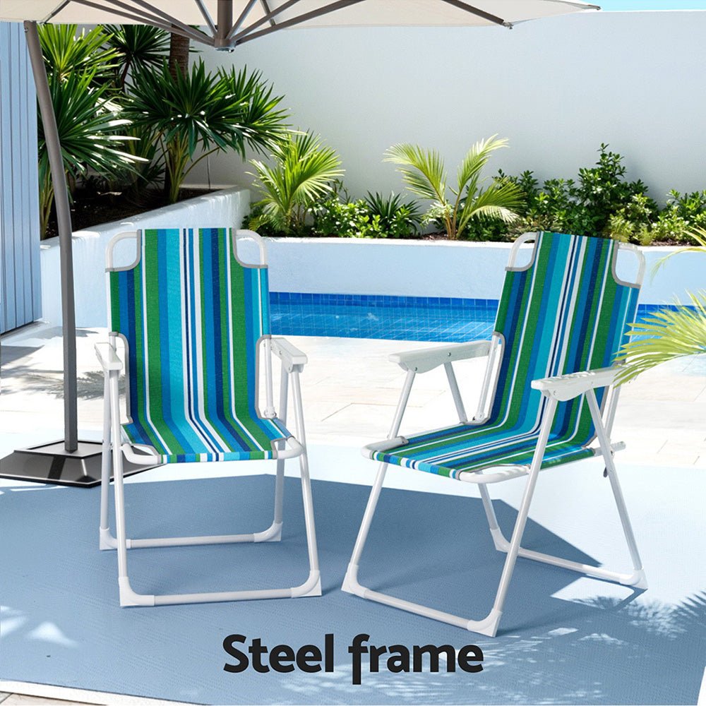 Outdoor Chairs Folding Camping Chair Steel Portable Patio Furniture - Furniture > Outdoor > Outdoor Chairs - Rivercity House & Home Co. (ABN 18 642 972 209) - Affordable Modern Furniture Australia