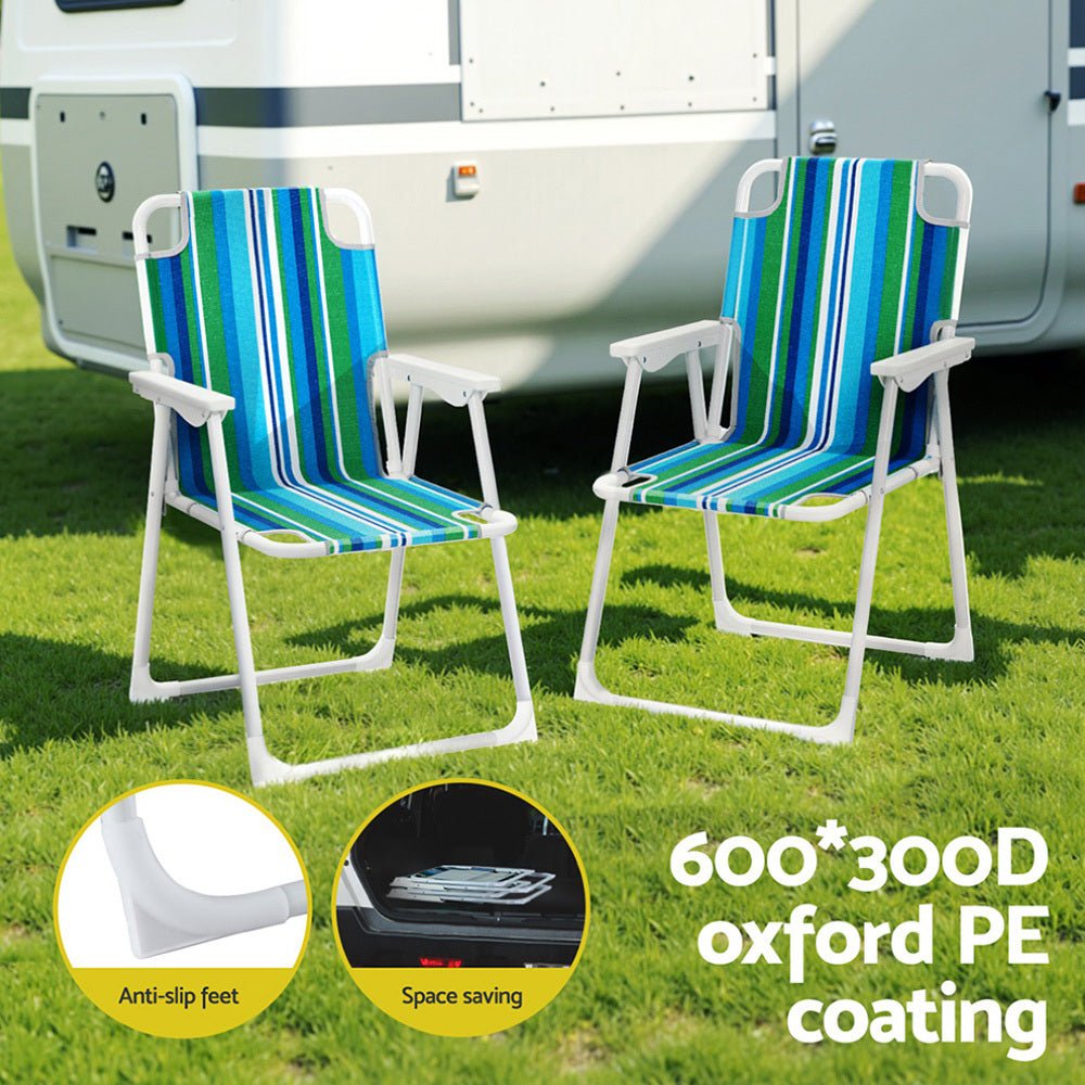 Outdoor Chairs Folding Camping Chair Steel Portable Patio Furniture - Furniture > Outdoor > Outdoor Chairs - Rivercity House & Home Co. (ABN 18 642 972 209) - Affordable Modern Furniture Australia