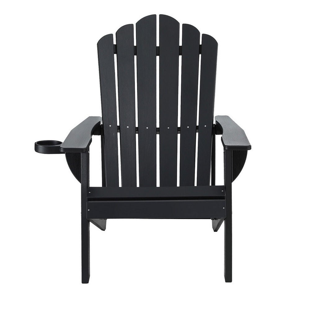 Outdoor Chairs HDPE Adirondack Beach Chair Sun Lounge Patio Furniture Garden Black - Furniture > Outdoor > Outdoor Chairs - Rivercity House & Home Co. (ABN 18 642 972 209) - Affordable Modern Furniture Australia