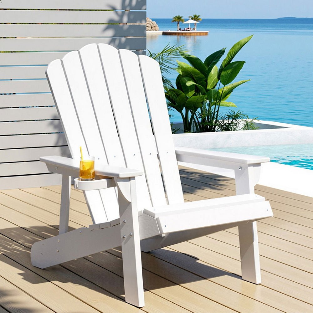 Outdoor Chairs HDPE Adirondack Beach Chair Sun Lounge Patio Furniture Garden white - Furniture > Outdoor > Outdoor Chairs - Rivercity House & Home Co. (ABN 18 642 972 209) - Affordable Modern Furniture Australia