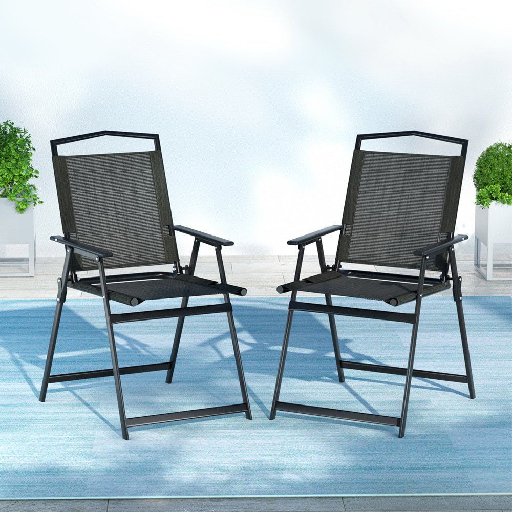 Outdoor Chairs Portable Folding Camping Chair Steel Patio Furniture - Furniture > Outdoor > Outdoor Chairs - Rivercity House & Home Co. (ABN 18 642 972 209) - Affordable Modern Furniture Australia