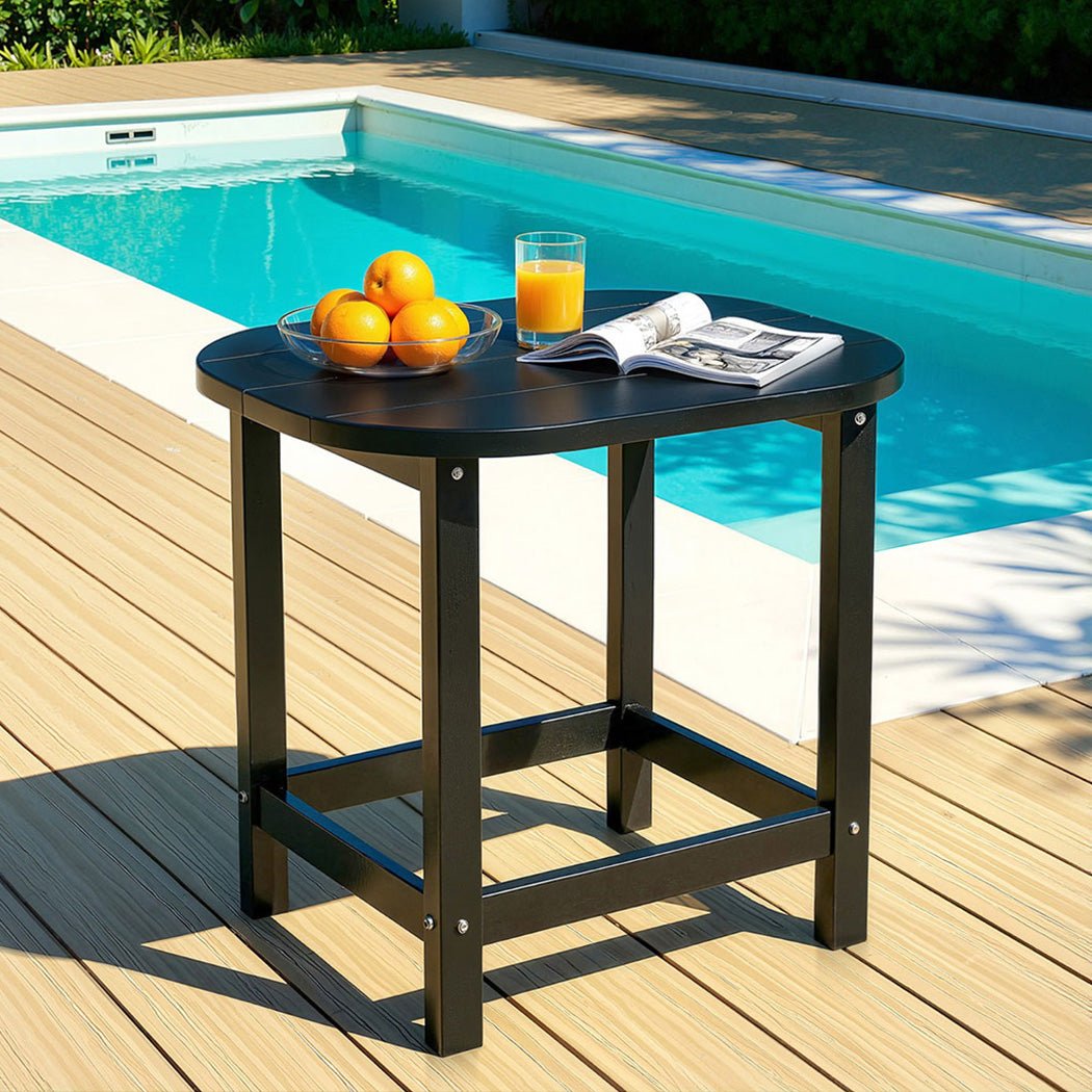 Outdoor Coffee Side Table HDPE Desk Patio Furniture Camping Garden Black - Furniture > Outdoor > Outdoor Chairs - Rivercity House & Home Co. (ABN 18 642 972 209) - Affordable Modern Furniture Australia