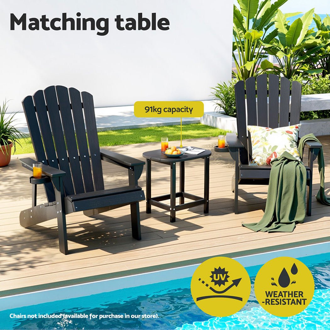 Outdoor Coffee Side Table HDPE Desk Patio Furniture Camping Garden Black - Furniture > Outdoor > Outdoor Chairs - Rivercity House & Home Co. (ABN 18 642 972 209) - Affordable Modern Furniture Australia