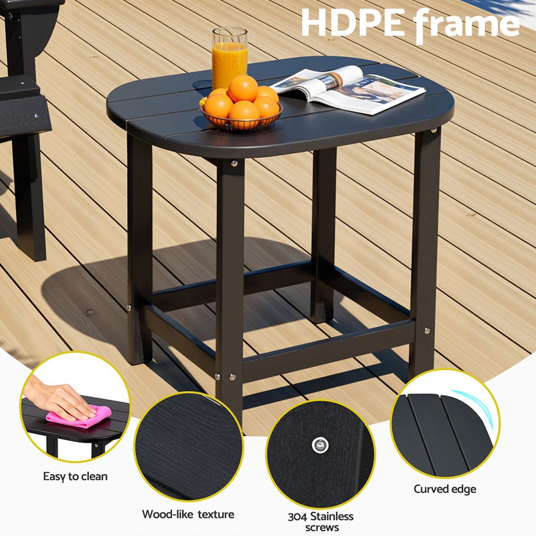 Outdoor Coffee Side Table HDPE Desk Patio Furniture Camping Garden Black - Furniture > Outdoor > Outdoor Chairs - Rivercity House & Home Co. (ABN 18 642 972 209) - Affordable Modern Furniture Australia