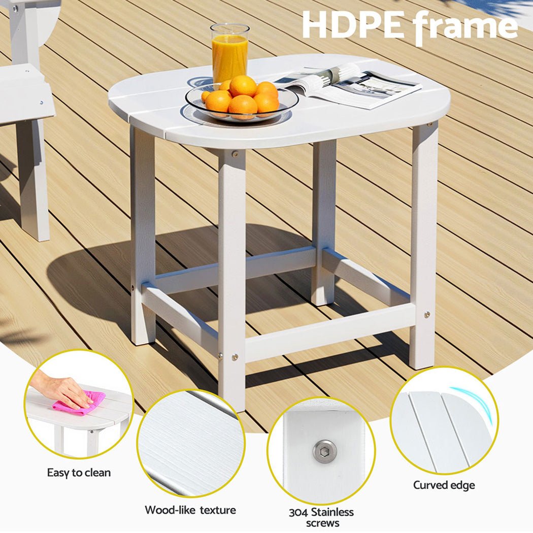 Outdoor Coffee Side Table HDPE Desk Patio Furniture Camping Garden White - Furniture > Outdoor > Outdoor Chairs - Rivercity House & Home Co. (ABN 18 642 972 209) - Affordable Modern Furniture Australia