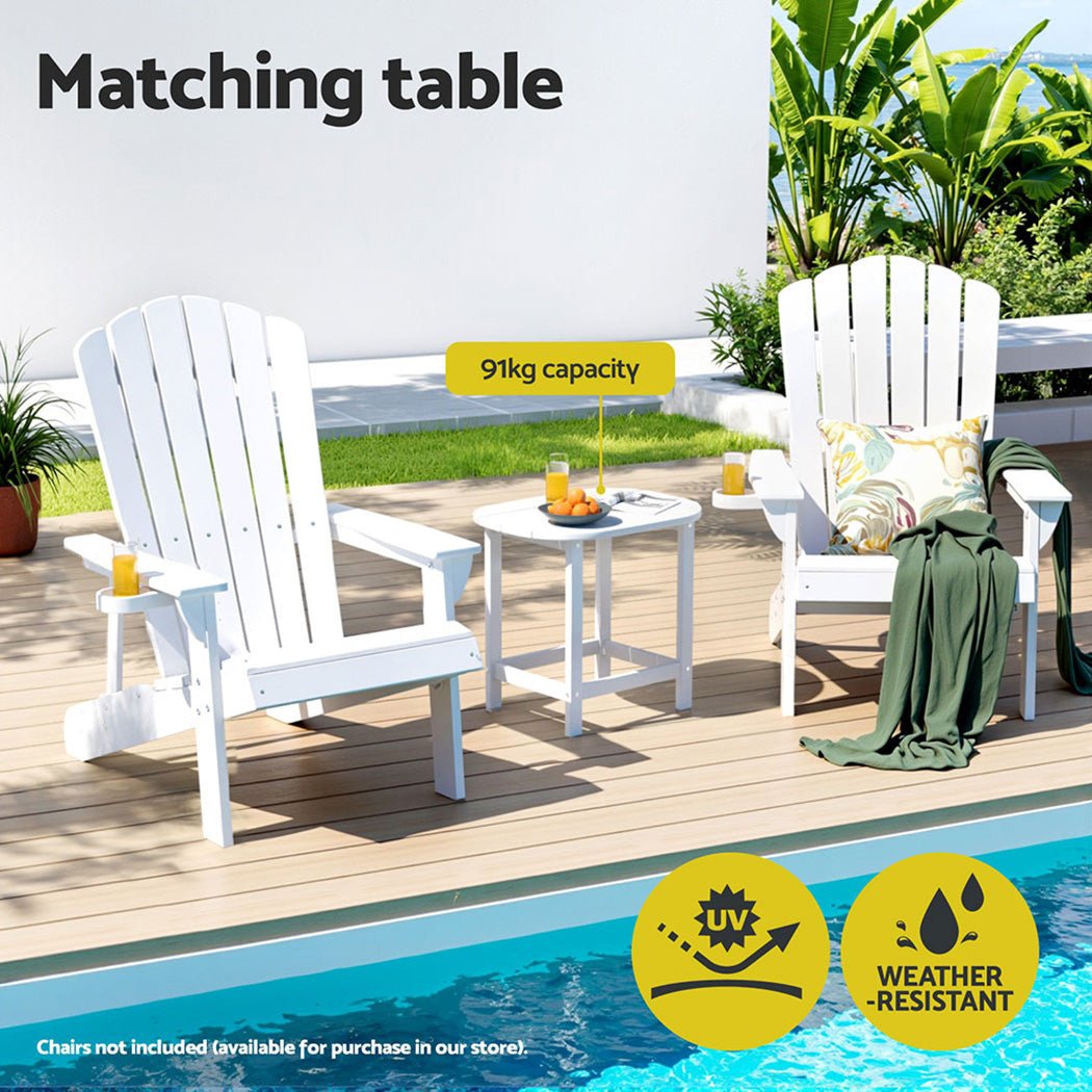 Outdoor Coffee Side Table HDPE Desk Patio Furniture Camping Garden White - Furniture > Outdoor > Outdoor Chairs - Rivercity House & Home Co. (ABN 18 642 972 209) - Affordable Modern Furniture Australia