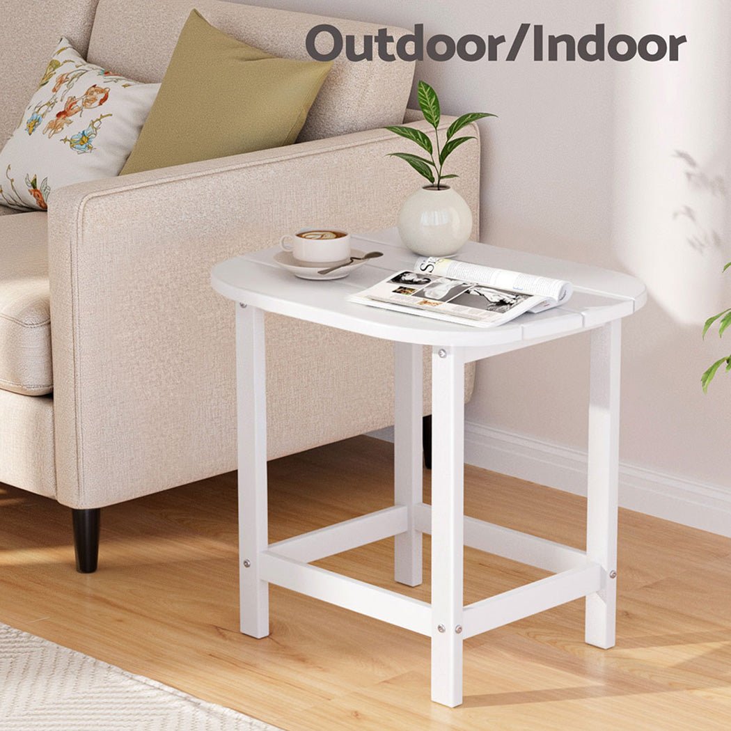Outdoor Coffee Side Table HDPE Desk Patio Furniture Camping Garden White - Furniture > Outdoor > Outdoor Chairs - Rivercity House & Home Co. (ABN 18 642 972 209) - Affordable Modern Furniture Australia