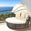 Outdoor Day Bed Wicker Lounger Patio Furniture Set of 3 - Beige