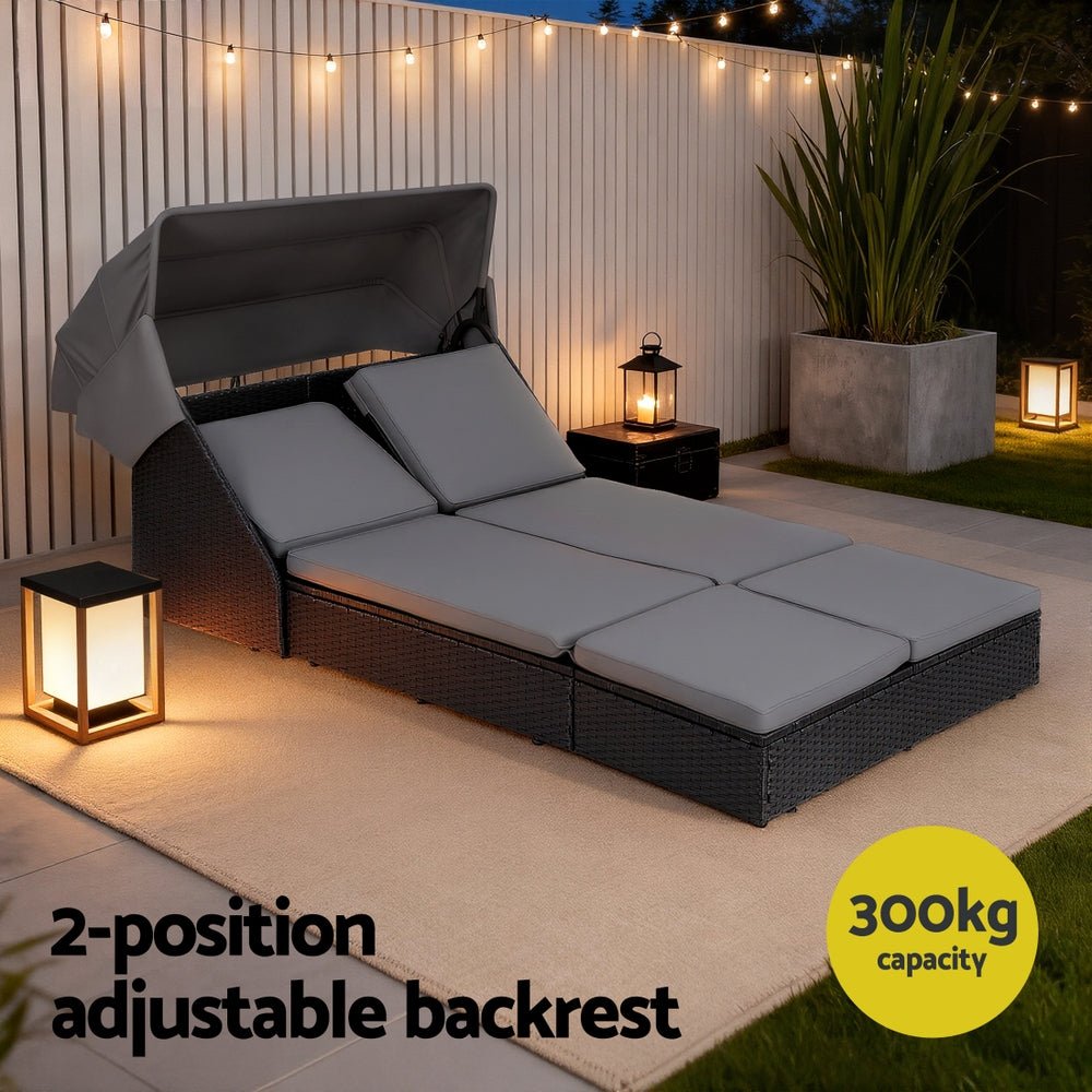 Outdoor Day Bed Sun Lounge Setting Wicker Lounger Patio Furniture - Furniture > Sofas > Sofas & Sofa Beds - Rivercity House & Home Co. (ABN 18 642 972 209) - Affordable Modern Furniture Australia
