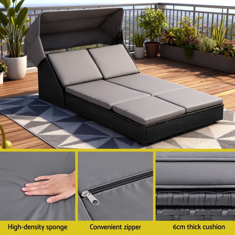 Outdoor Day Bed Sun Lounge Setting Wicker Lounger Patio Furniture - Furniture > Sofas > Sofas & Sofa Beds - Rivercity House & Home Co. (ABN 18 642 972 209) - Affordable Modern Furniture Australia