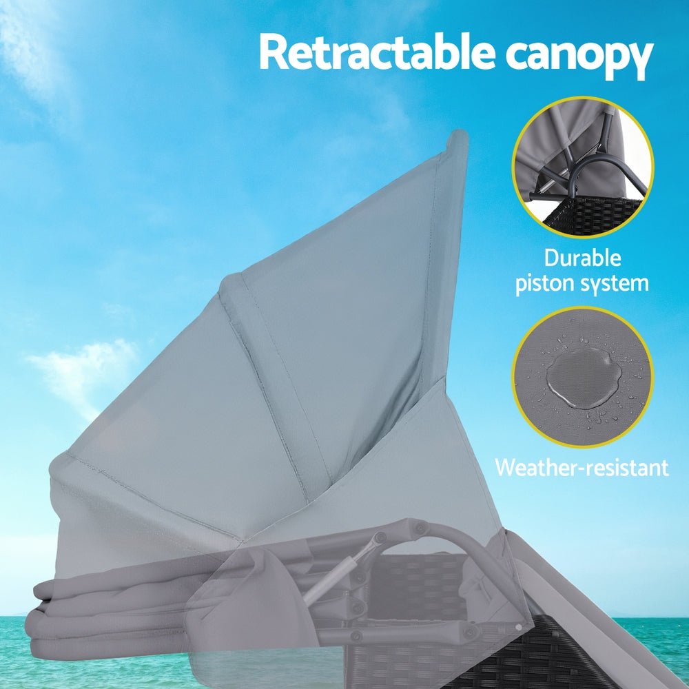 Outdoor Day Bed Sun Lounge Setting Wicker Lounger Patio Furniture - Furniture > Sofas > Sofas & Sofa Beds - Rivercity House & Home Co. (ABN 18 642 972 209) - Affordable Modern Furniture Australia