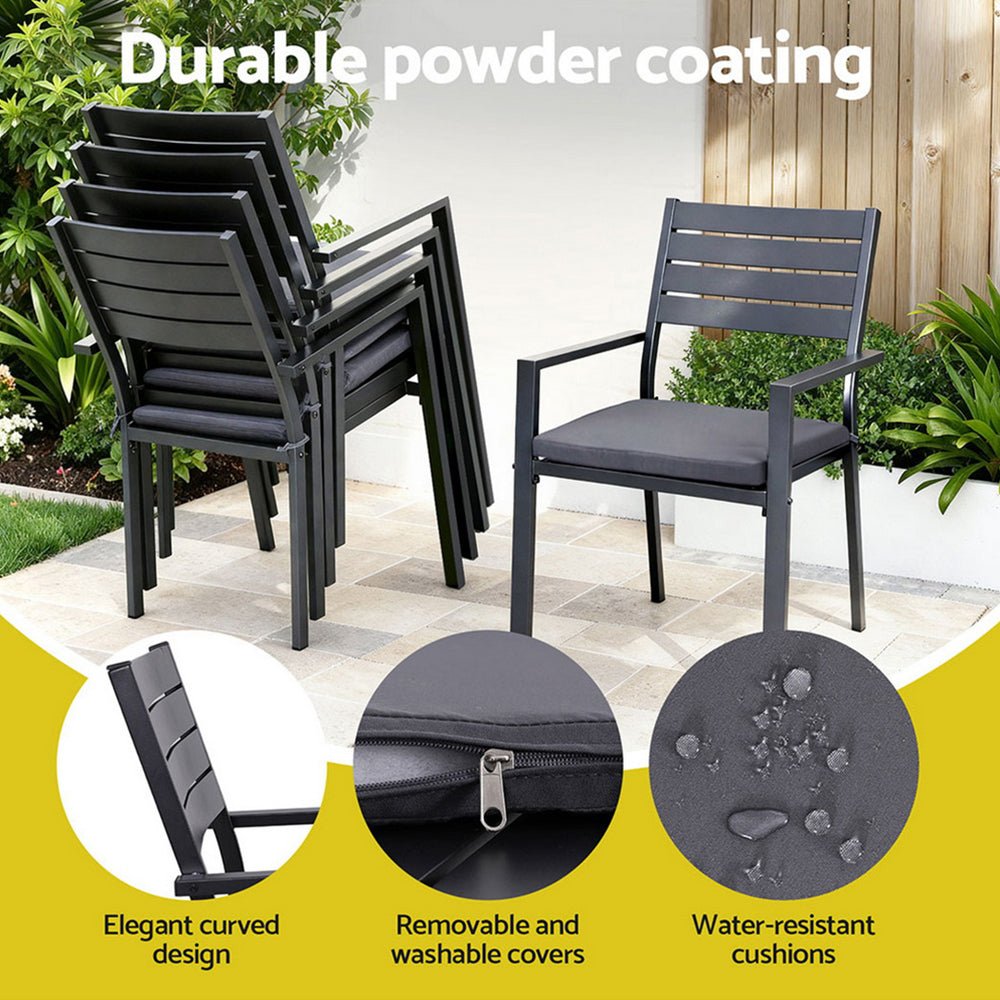 Outdoor Dining Set 9PCS Aluminum Extendable Table Chairs Patio Furniture - Furniture > Outdoor > Outdoor Dining Sets - Rivercity House & Home Co. (ABN 18 642 972 209) - Affordable Modern Furniture Australia