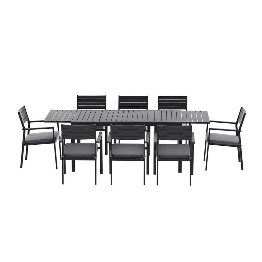 Outdoor Dining Set 9PCS Aluminum Extendable Table Chairs Patio Furniture - Furniture > Outdoor > Outdoor Dining Sets - Rivercity House & Home Co. (ABN 18 642 972 209) - Affordable Modern Furniture Australia