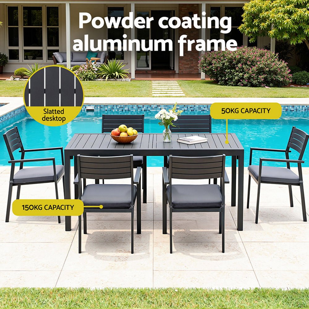 Outdoor Dining Set 9PCS Aluminum Extendable Table Chairs Patio Furniture - Furniture > Outdoor > Outdoor Dining Sets - Rivercity House & Home Co. (ABN 18 642 972 209) - Affordable Modern Furniture Australia