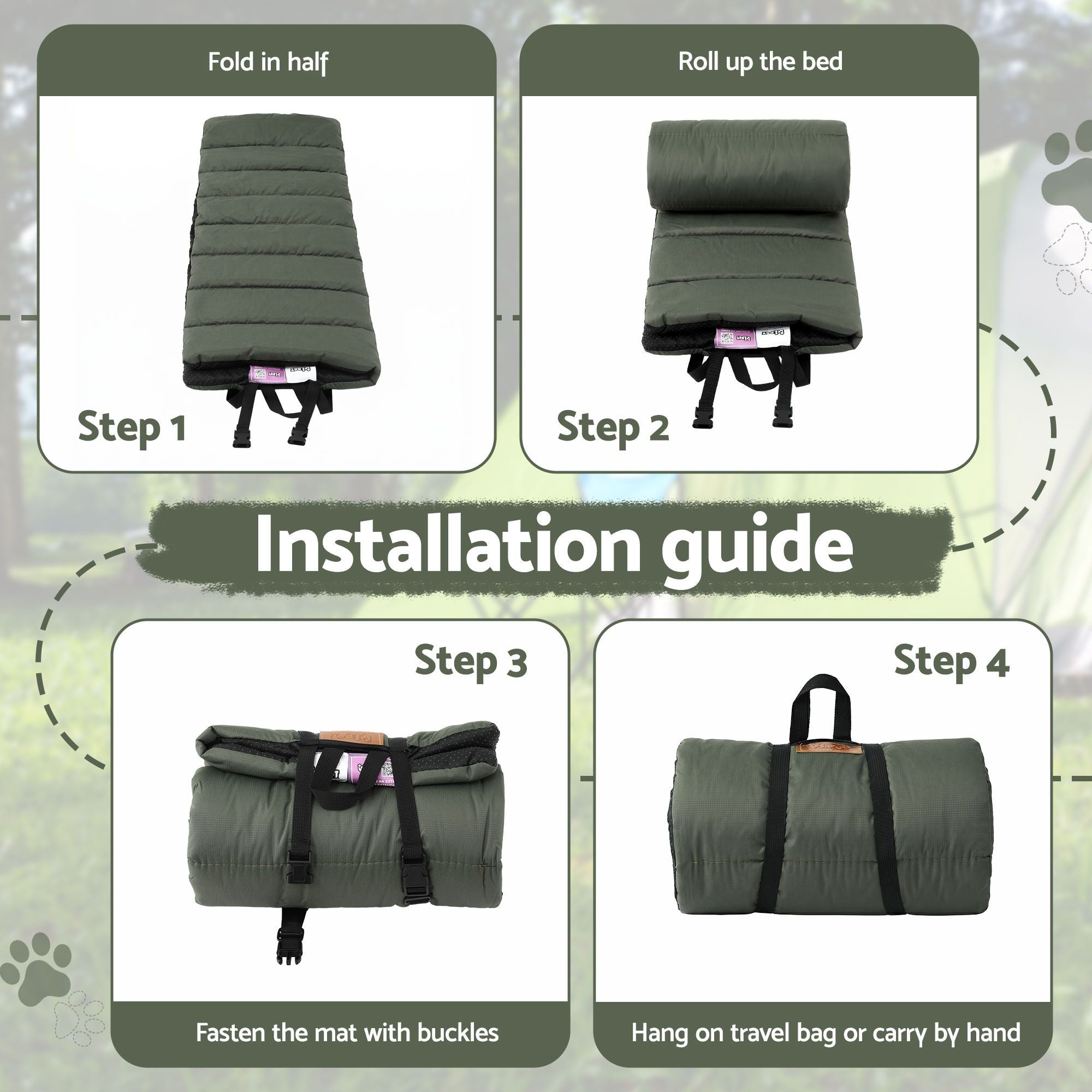 Outdoor Dog Bed Large Water-resistant Washable Foldable Travel Dog Mat Green - Pet Care > Dog Supplies > Dog Beds - Rivercity House & Home Co. (ABN 18 642 972 209) - Affordable Modern Furniture Australia