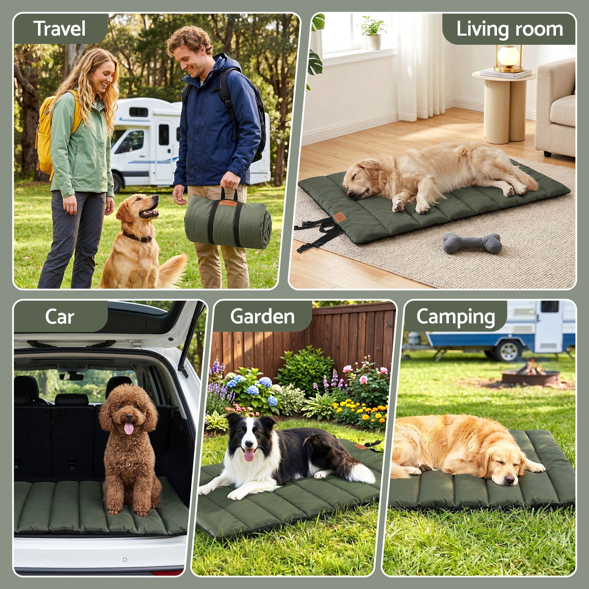 Outdoor Dog Bed Large Water-resistant Washable Foldable Travel Dog Mat Green - Pet Care > Dog Supplies > Dog Beds - Rivercity House & Home Co. (ABN 18 642 972 209) - Affordable Modern Furniture Australia
