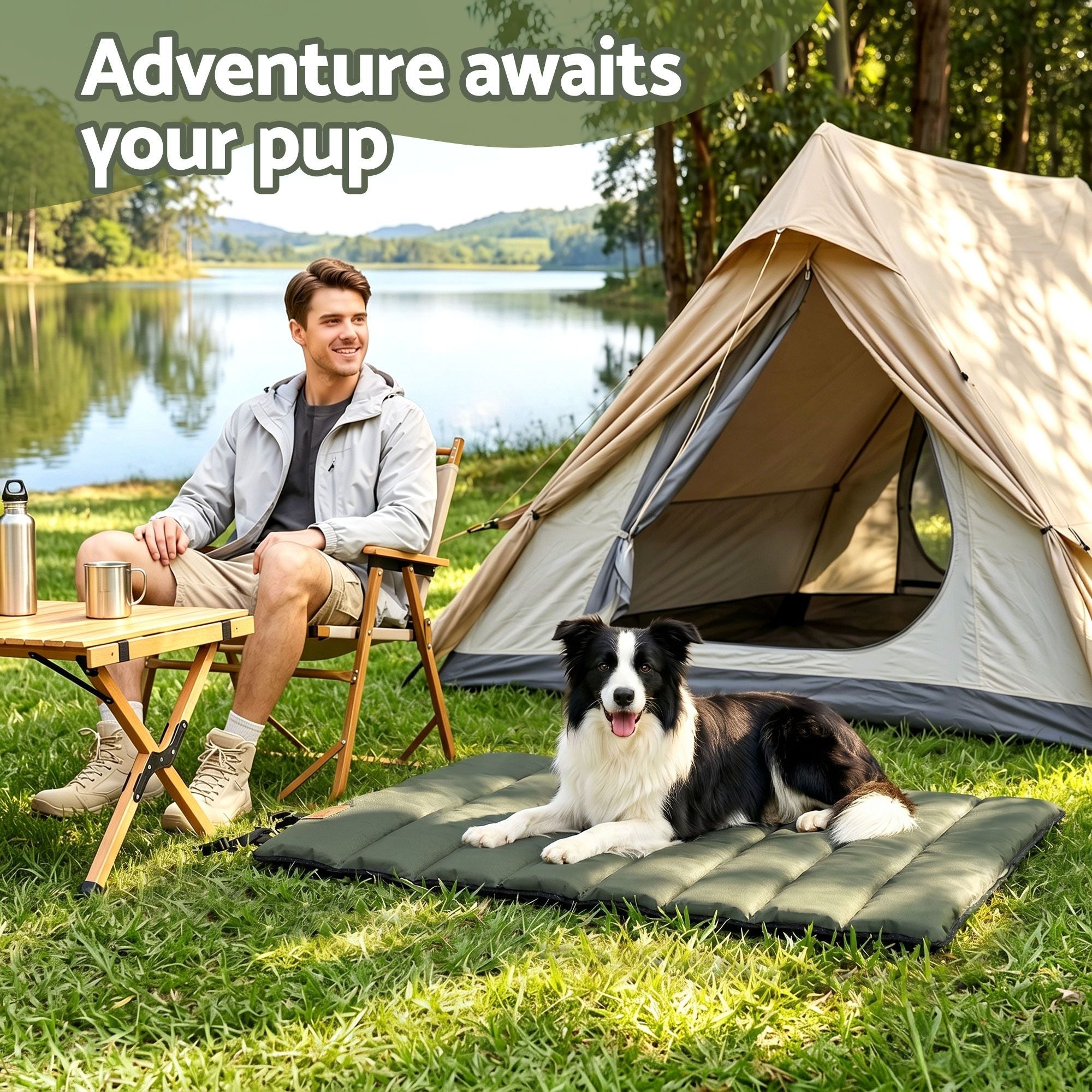 Outdoor Dog Bed Large Water-resistant Washable Foldable Travel Dog Mat Green - Pet Care > Dog Supplies > Dog Beds - Rivercity House & Home Co. (ABN 18 642 972 209) - Affordable Modern Furniture Australia