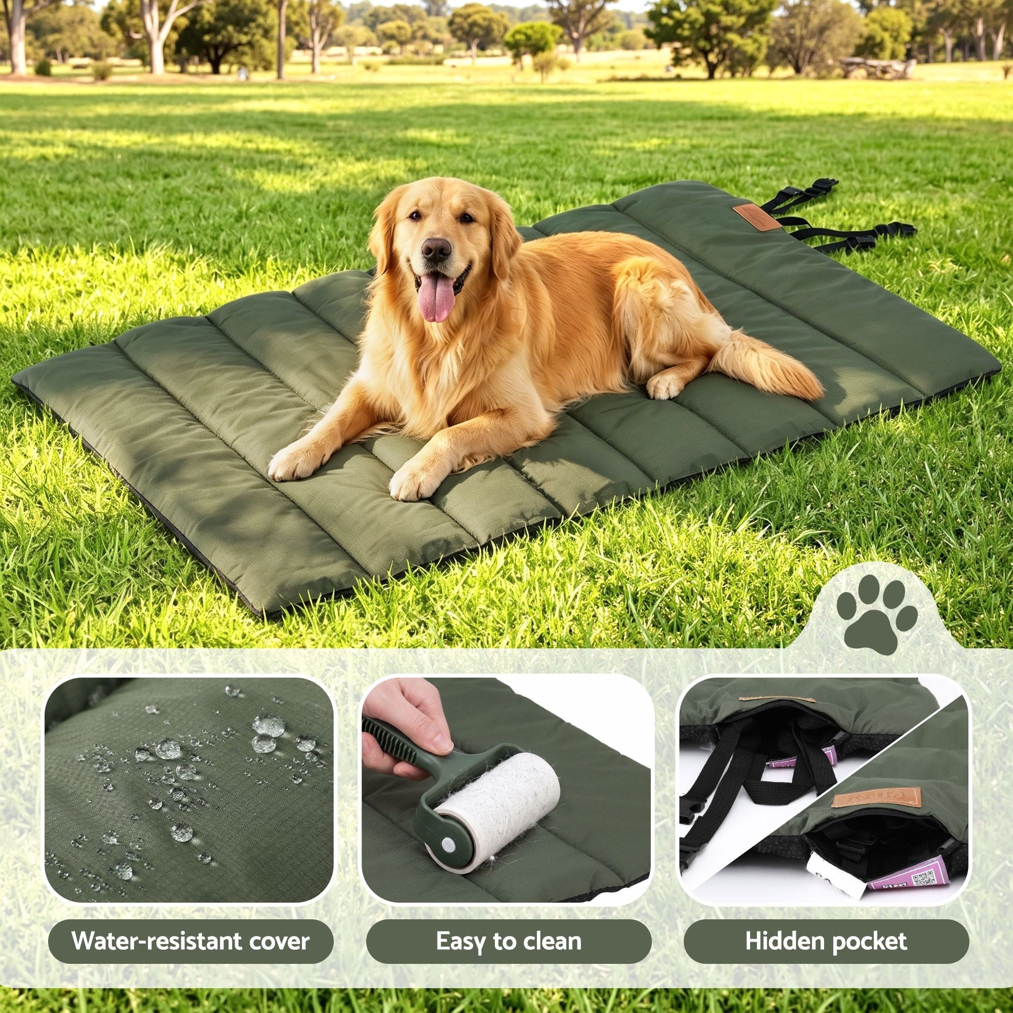 Outdoor Dog Bed Large Water-resistant Washable Foldable Travel Dog Mat Green - Pet Care > Dog Supplies > Dog Beds - Rivercity House & Home Co. (ABN 18 642 972 209) - Affordable Modern Furniture Australia