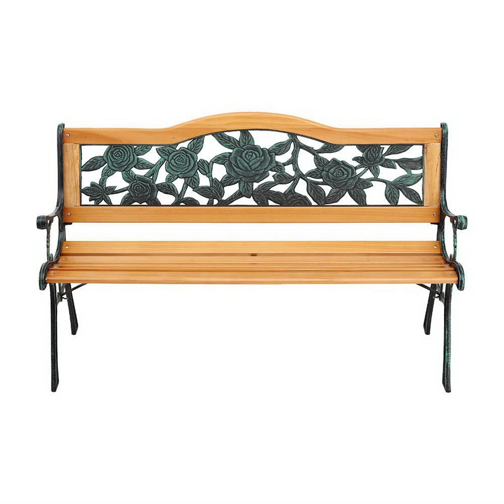 Outdoor Garden Bench Seat 126cm Wooden Cast Iron 3 Seater Patio Furniture - Furniture > Outdoor > Outdoor Benches - Rivercity House & Home Co. (ABN 18 642 972 209) - Affordable Modern Furniture Australia