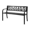 Outdoor Garden Bench Seat Outdoor Furniture Steel 2 Seater Park Black