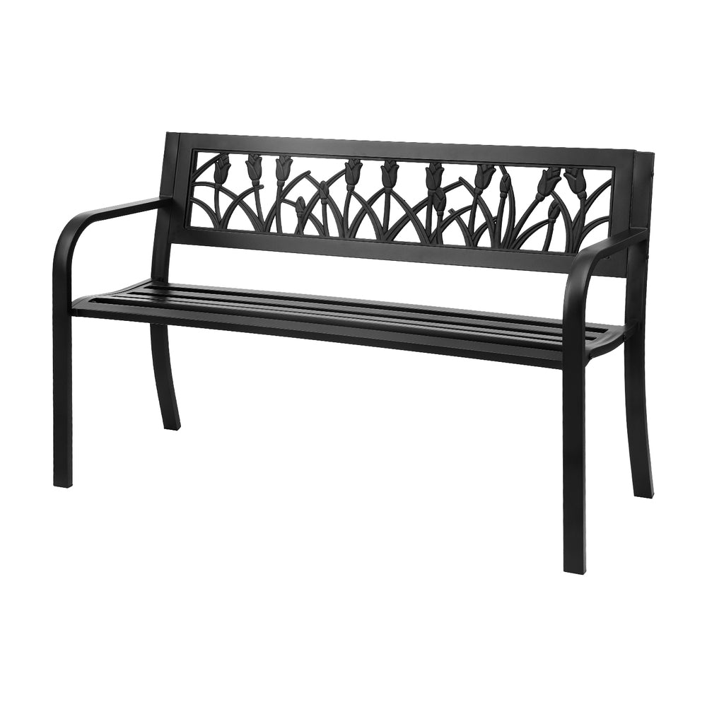 Outdoor Garden Bench Seat Outdoor Furniture Steel 2 Seater Park Black - Furniture > Outdoor > Outdoor Benches - Rivercity House & Home Co. (ABN 18 642 972 209) - Affordable Modern Furniture Australia