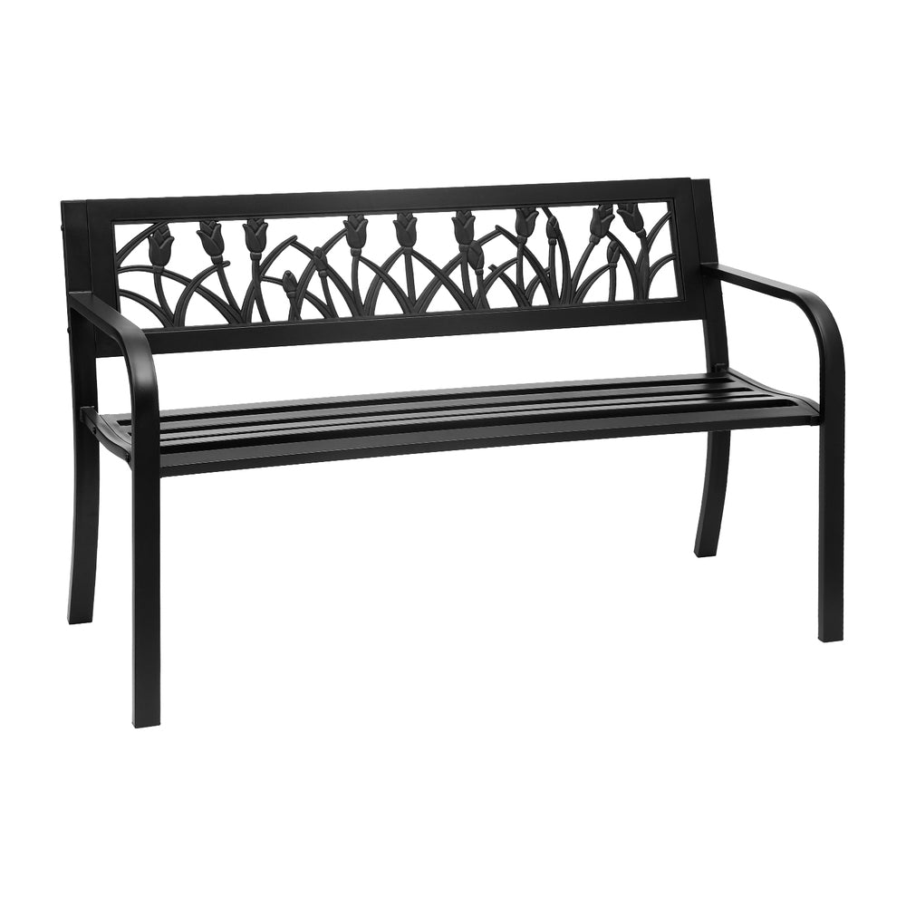 Outdoor Garden Bench Seat Outdoor Furniture Steel 2 Seater Park Black - Furniture > Outdoor > Outdoor Benches - Rivercity House & Home Co. (ABN 18 642 972 209) - Affordable Modern Furniture Australia