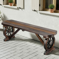 Wagon Wheels Outdoor Garden Bench Seat 2-Seater Wooden Patio Furniture - Brown
