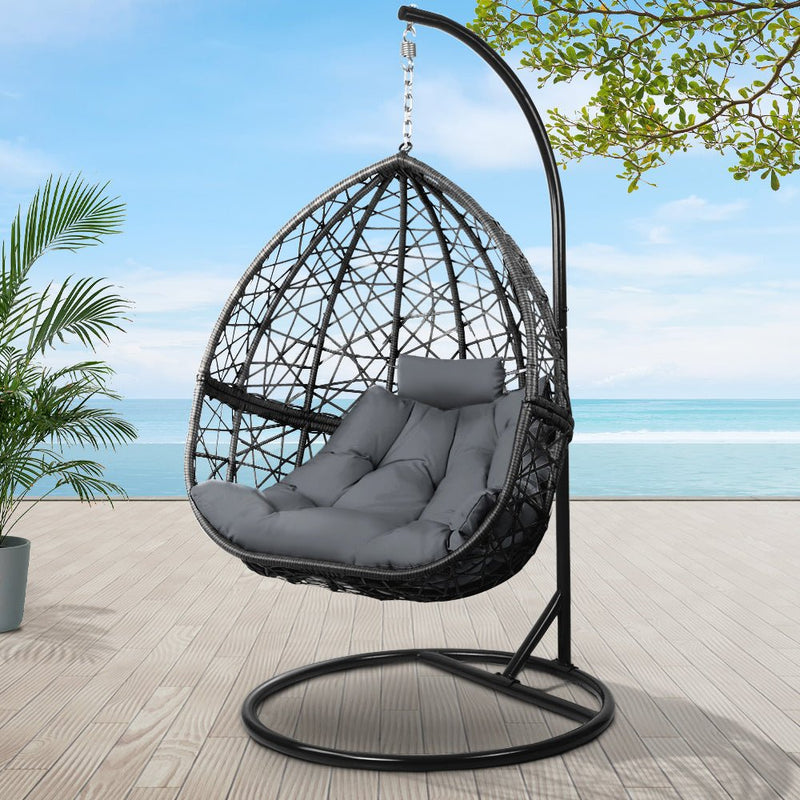 Outdoor Hanging Swing Chair - Black - Rivercity House & Home Co. (ABN 18 642 972 209) - Affordable Modern Furniture Australia