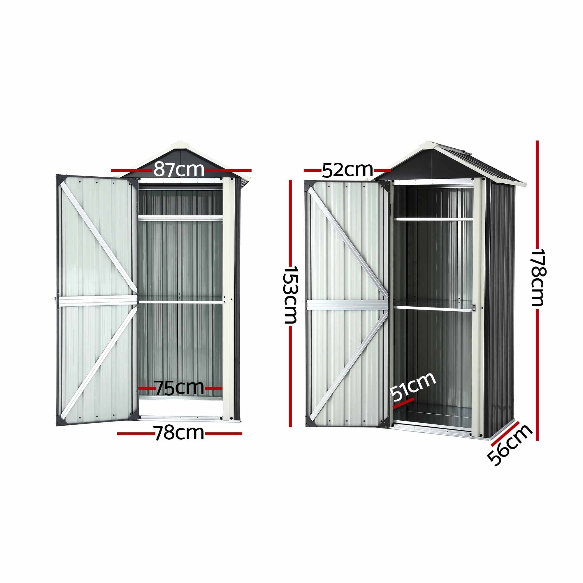 Outdoor Lockable Steel Storage Cabinet with Adjustable Shelves Garden Shed - Black - Furniture > Office > Storage Cabinets - Rivercity House & Home Co. (ABN 18 642 972 209) - Affordable Modern Furniture Australia