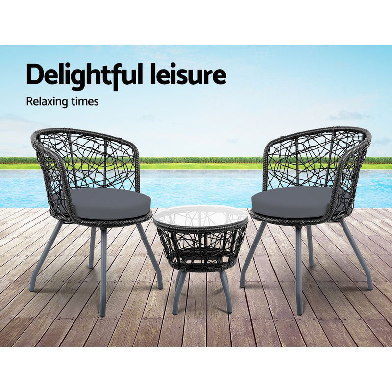 Outdoor Patio Table & Chairs - Black - Rivercity House & Home Co. (ABN 18 642 972 209) - Affordable Modern Furniture Australia