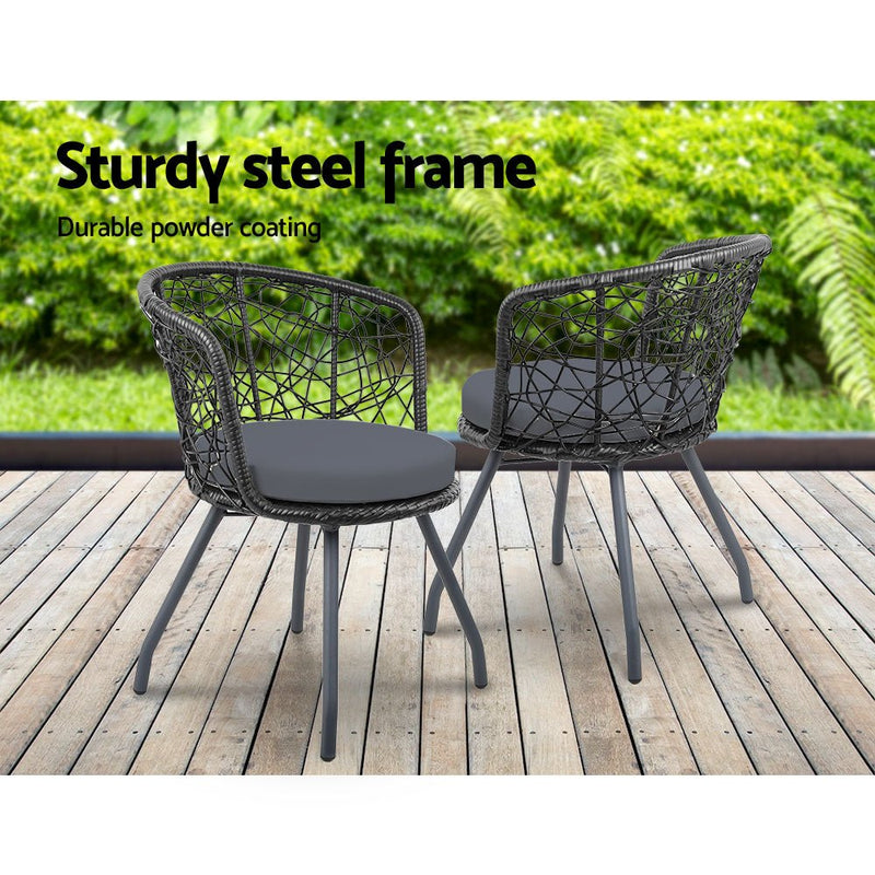 Outdoor Patio Table & Chairs - Black - Rivercity House & Home Co. (ABN 18 642 972 209) - Affordable Modern Furniture Australia